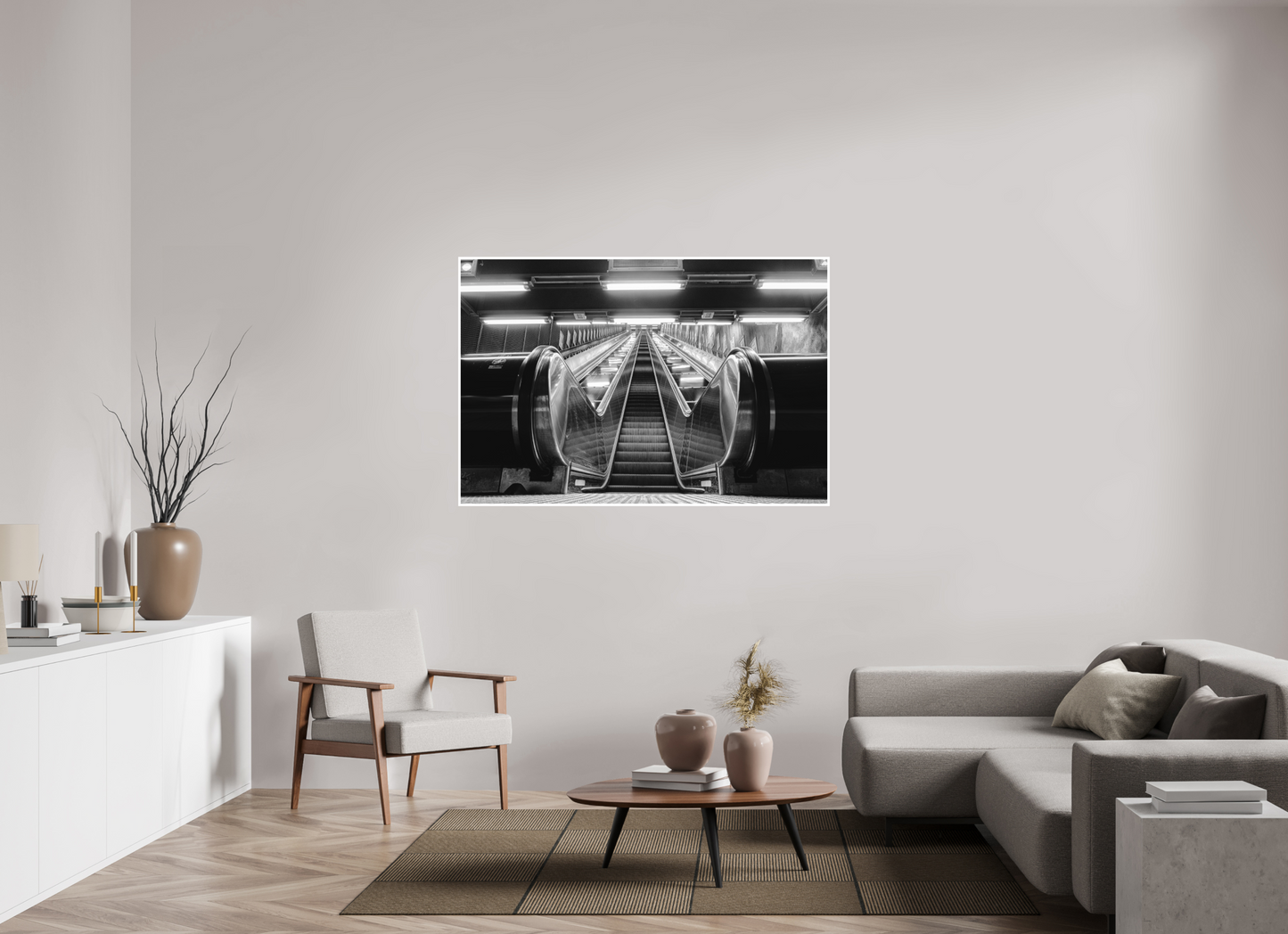 150 x 100 cm, Fine Art N&B seul Ascension Silencieuse – Tirage photo fine art noir et blanc