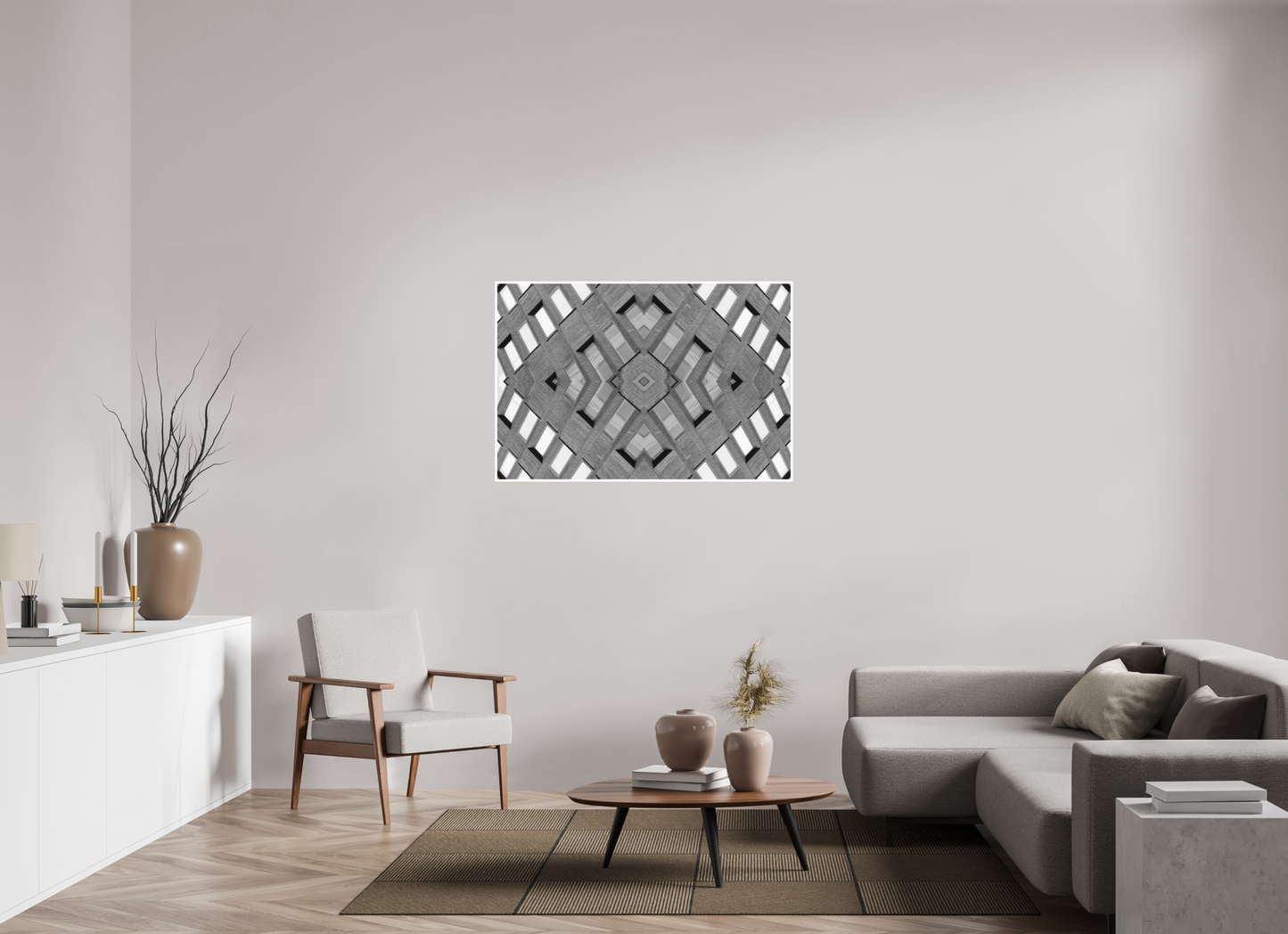 120 x 80 cm, Fine Art N&B seul Symétrie Minérale – Tirage Fine Art Architecture Noir et Blanc