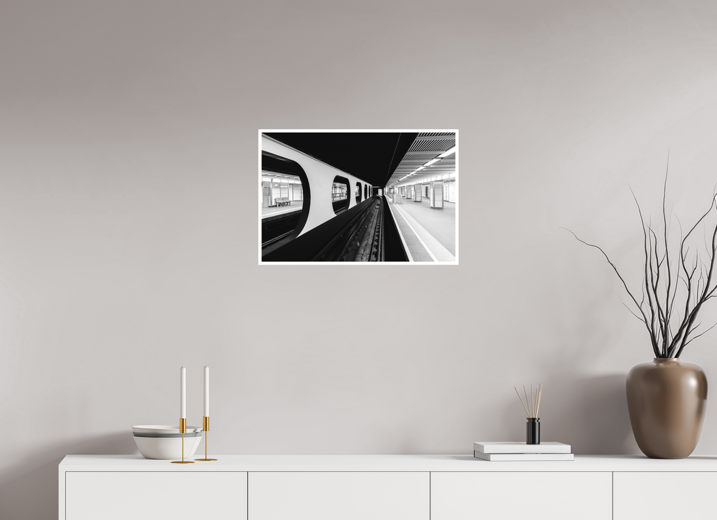 60 x 40 cm, Fine Art N&B seul metro-minimaliste-noir-blanc-edition-limitee