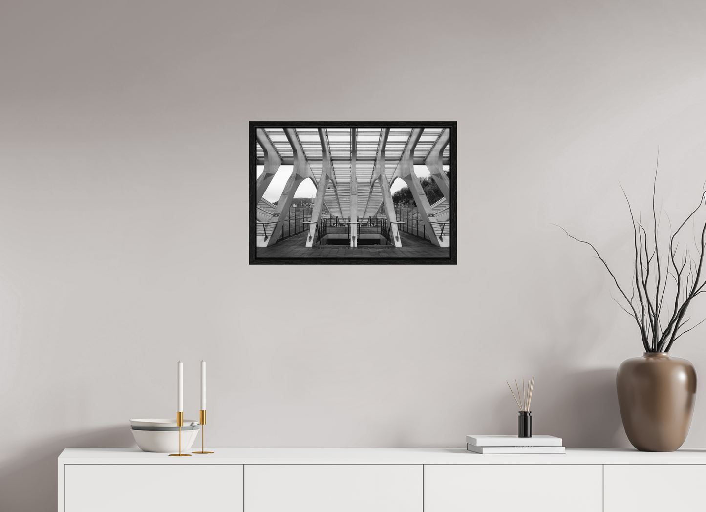 60 x 40 cm, Fine Art N&B en Caisse américaine Noire Tirage d'art - Passage Symétrique